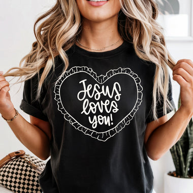 Jesus Loves You off white DTF Transfer