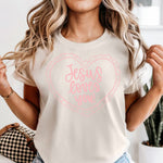 Jesus Loves You pink DTF Transfer