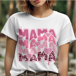 Mama with Sparkly Hearts and Pink Leopard DTF Transfer
