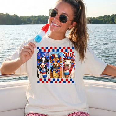 Patriotic Cows with snacks DTF Transfer