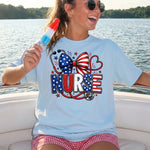Patriotic Nurse with Bow  DTF Transfer