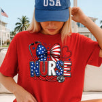 Patriotic Nurse with Bow  DTF Transfer