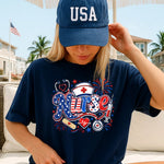 Patriotic Nurse with Hat  DTF Transfer