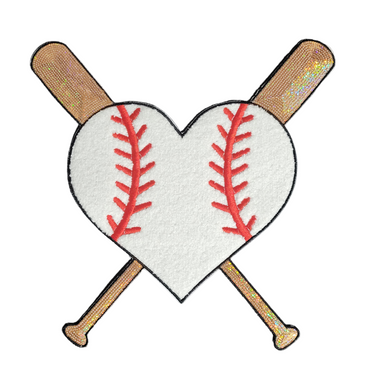 Chenille and Sequin Baseball with Crossed Bats Patch