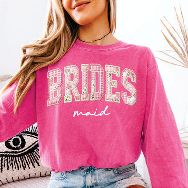Pink Check & Floral Quilt Brides Maid
