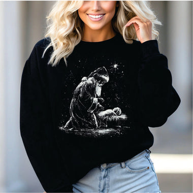 Santa Looking at Baby Jesus Half Tone