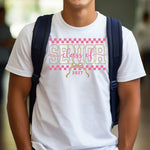 Senior Class of 2027 Checkerboard and bow Pink DTF Transfer