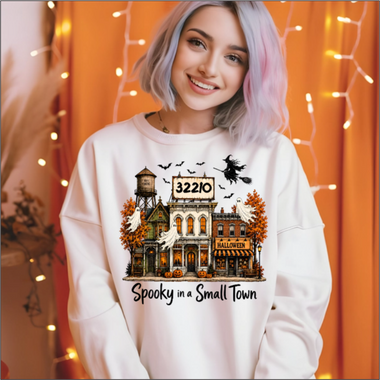 Custom Spooky in a Small Town with Zip DTF Transfer