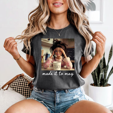 Teacher Doll Made it to May white print