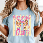 Preppy Bow and Pencil Grade Teacher DTF Transfer