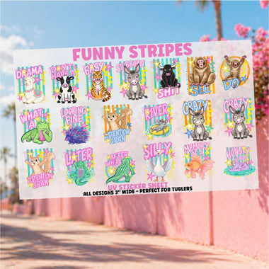 UV DTF Funny Stripes Sticker Sheet 22"x12"