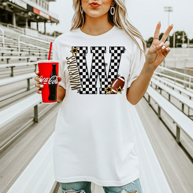 Custom Checkered Letter Mascot Football DTF Transfer