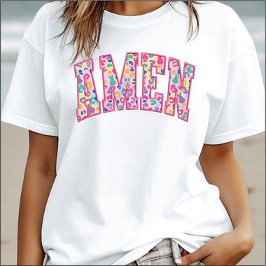 Amen Bright Colors Leopard and Bunny Print DTF Transfer