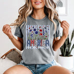 America Floral Stripes white print
