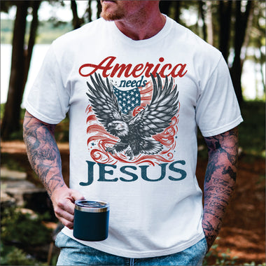 America Needs Jesus Eagle DTF Transfer