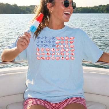 American Flag of Shells DTF Transfer