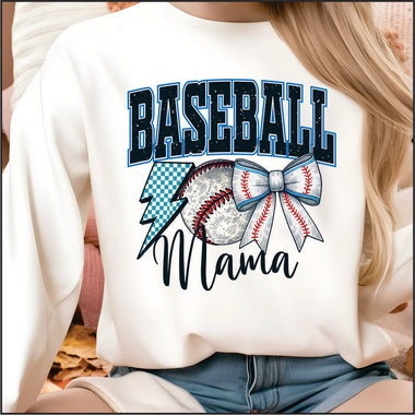 Baseball Mama Checkered Bolt DTF Transfer