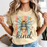 Bee Kind with bee and stripes DTF Transfer