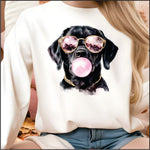 Black Lab Blowing Bubble DTF Transfer