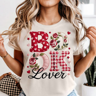 Book Love Hearts and Gingham DTF Transfer