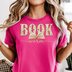 Book Worm with floral DTF Transfer