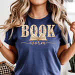Book Worm with floral DTF Transfer