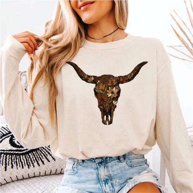 Brush Stroke Floral Skull