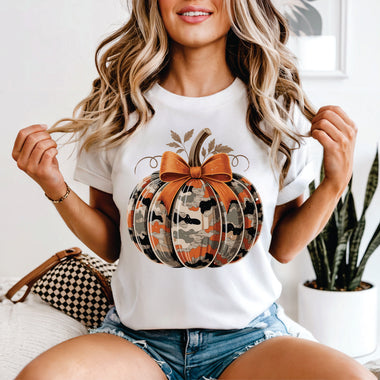 Camo Pumpkin w Orange Bow