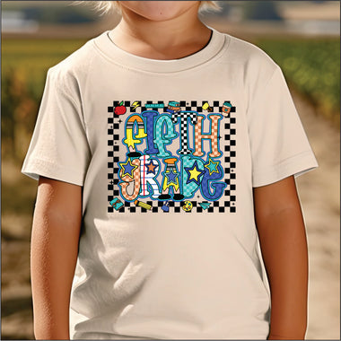 Checkered Retro Fifth Grade DTF Transfer