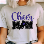 Cheer Mom with Megaphone and Heart Purple DTF Transfer