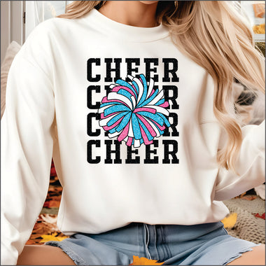 Cheer Faux Glitter with Pom Pom DTF Transfer