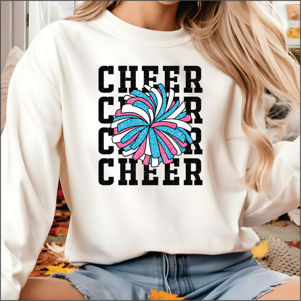 Cheer Faux Glitter with Pom Pom DTF Transfer – Sweet Tee Transfers