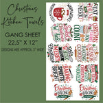 Christmas Kitchen Towel Gang Sheet 22.5" x 12"