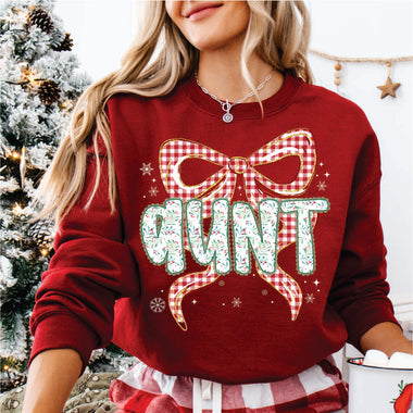 Christmas Red Check Bow Aunt