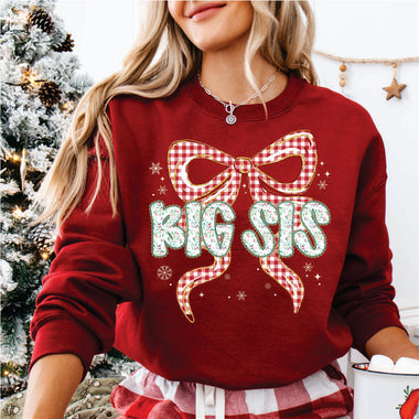 Christmas Red Check Bow Big Sis