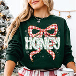 Christmas Red Check Bow Honey