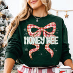 Christmas Red Check Bow Honey Bee