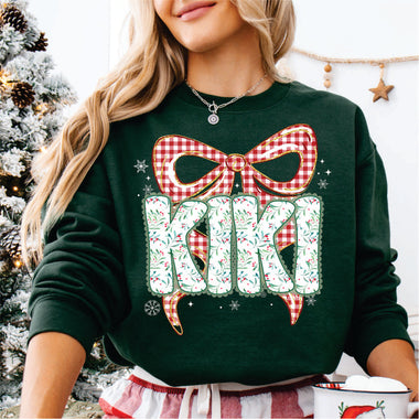 Christmas Red Check Bow Kiki