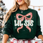 Christmas Red Check Bow Lil Sis