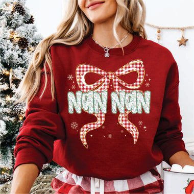 Christmas Red Check Bow Nan Nan