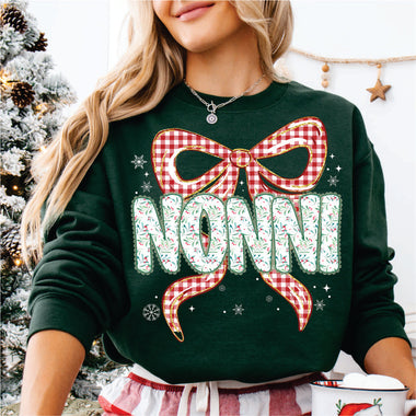 Christmas Red Check Bow Nonni