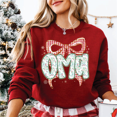 Christmas Red Check Bow Oma
