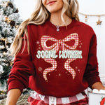 Christmas Red Check Bow Social Worker
