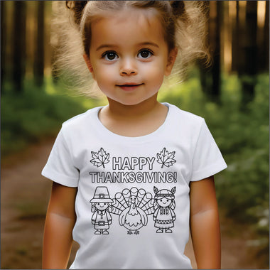 Coloring Tee Design Happy Thanksgiving