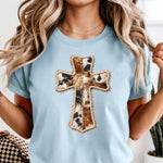 Cowhide Cross with Faux Pearls DTF Transfer