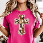Cowhide Cross with Faux Pearls DTF Transfer