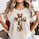 Cowhide Cross with Faux Pearls DTF Transfer