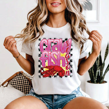 Crawfish Season Pink on Check