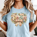 Faux Crochet Teacher with Flowers DTF Transfer