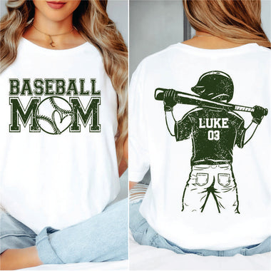 Custom Baseball Mom Green w player name & number